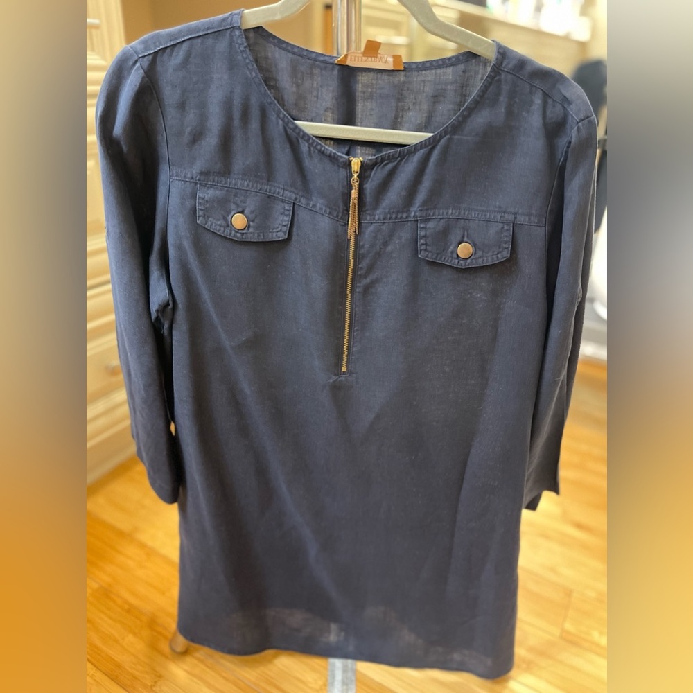 Women’s Blue Linen Tunic Sz Med